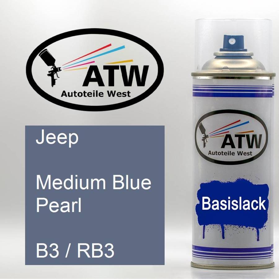 Jeep, Medium Blue Pearl, B3 / RB3: 400ml Sprühdose, von ATW Autoteile West.